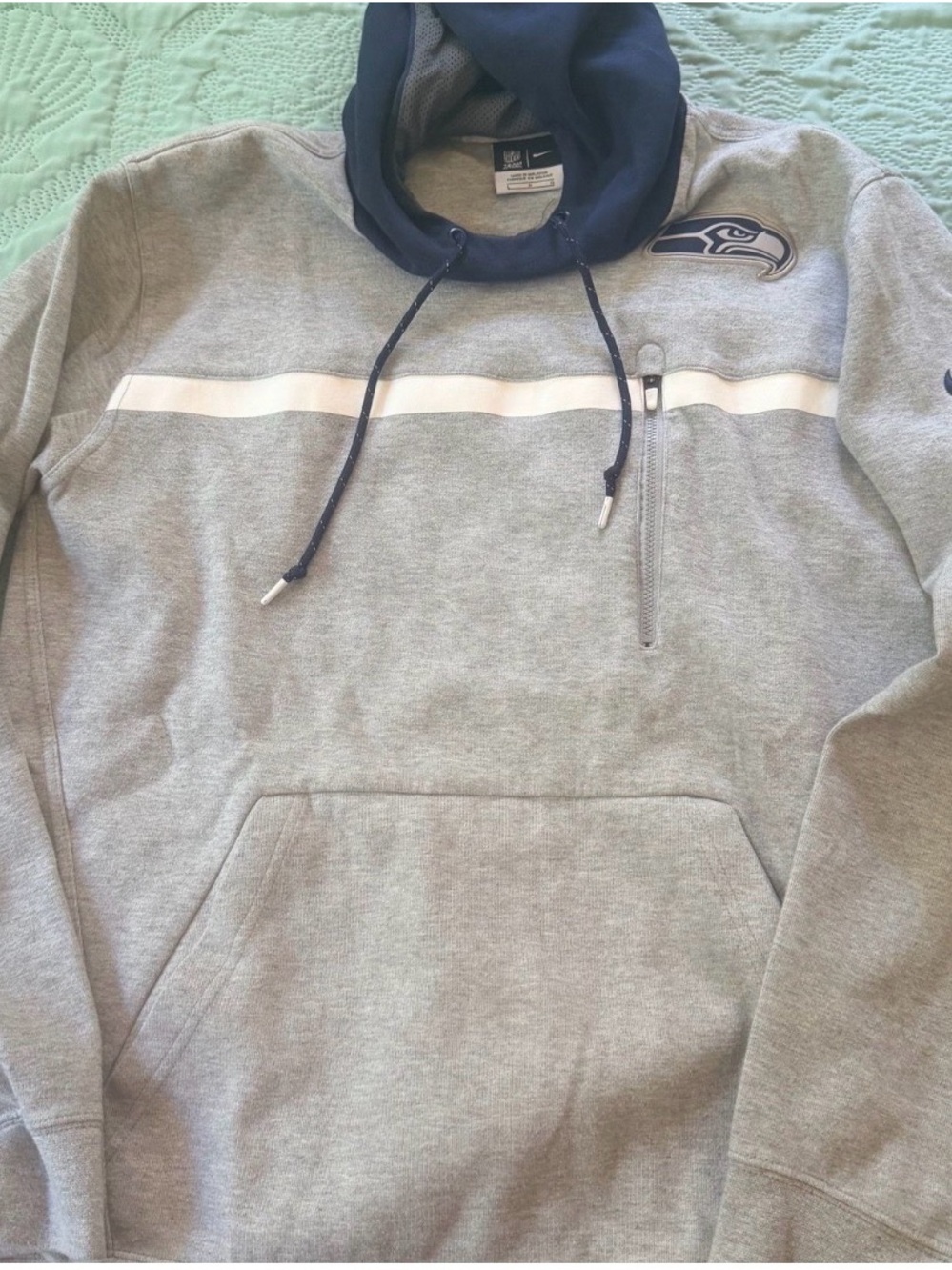 NFL Gray Pullover Hoodie with Navy Hood Lining